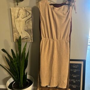 Cupshe Cream Sheath Midi Dress with Cowl Neck